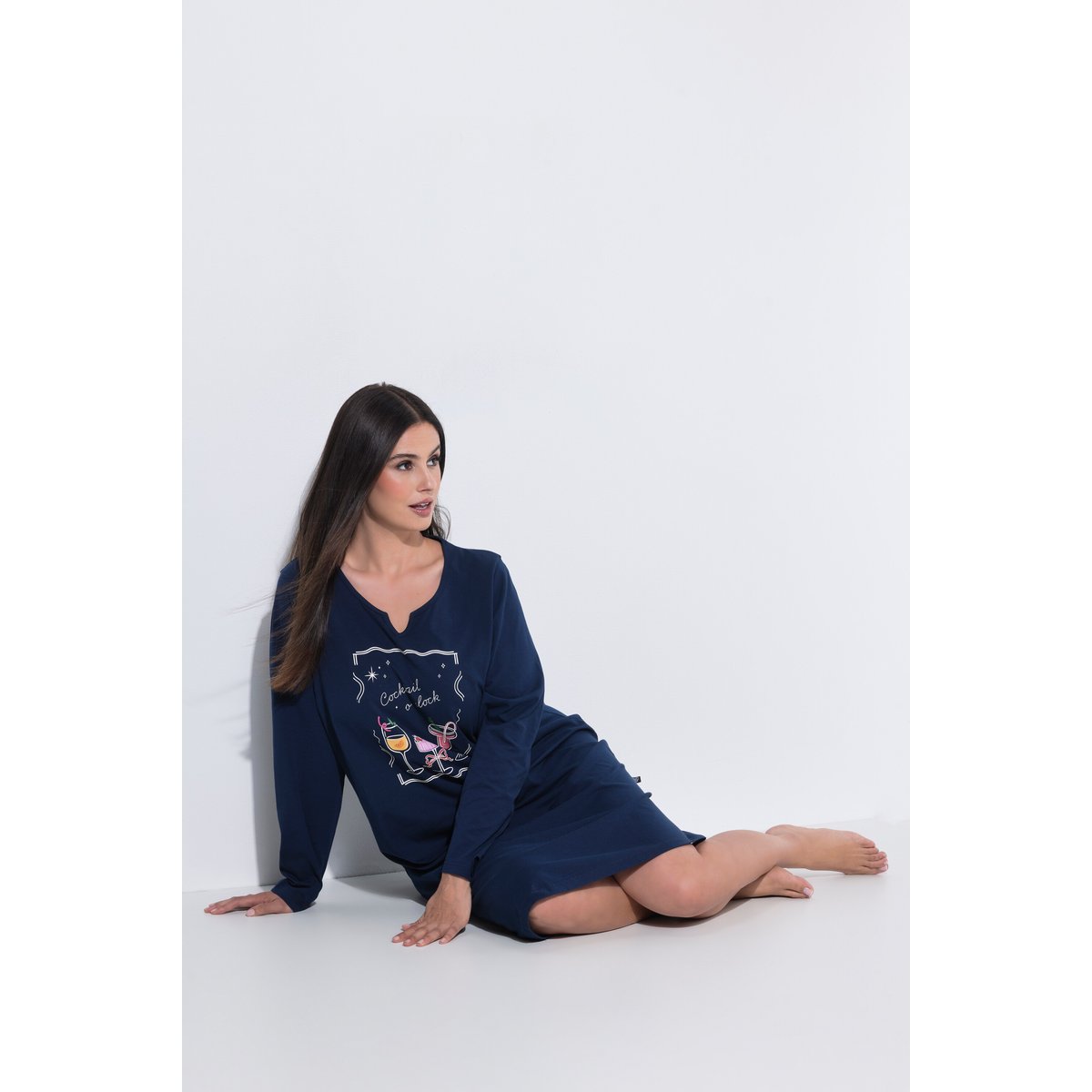 Lot de 2 chemises de nuit / grands T-shirts bleu nuit, ULLA POPKEN