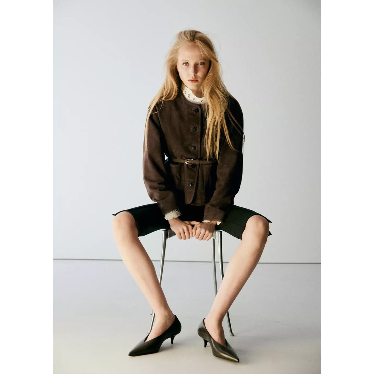 Veste daim poches kaki, MANGO