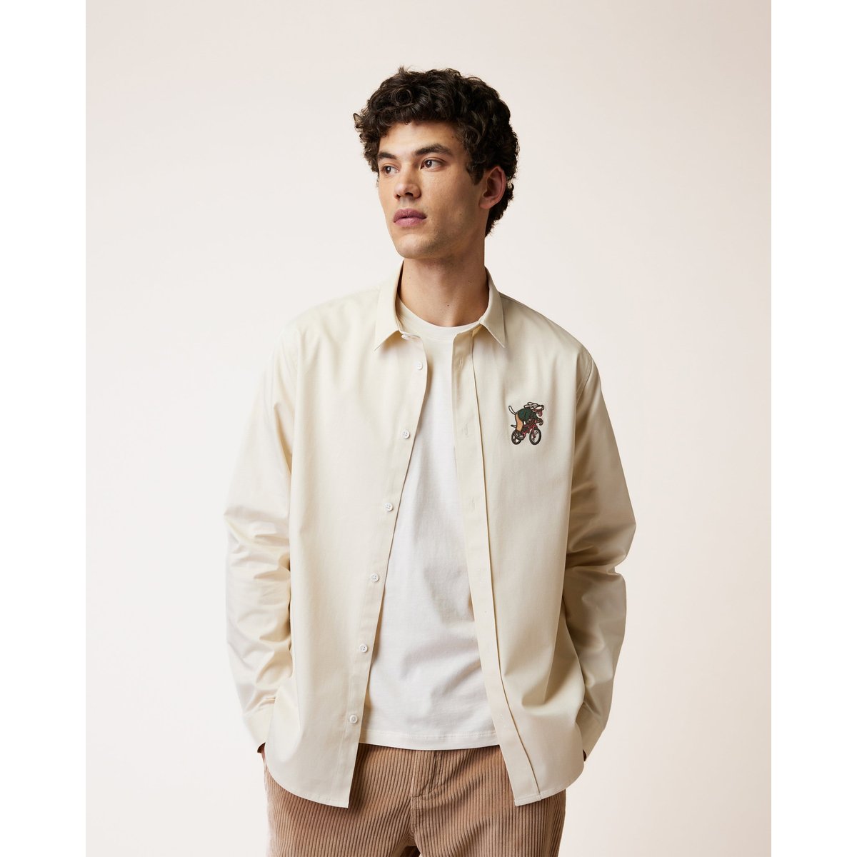 Chemise en tissu sergé écru, FAGUO