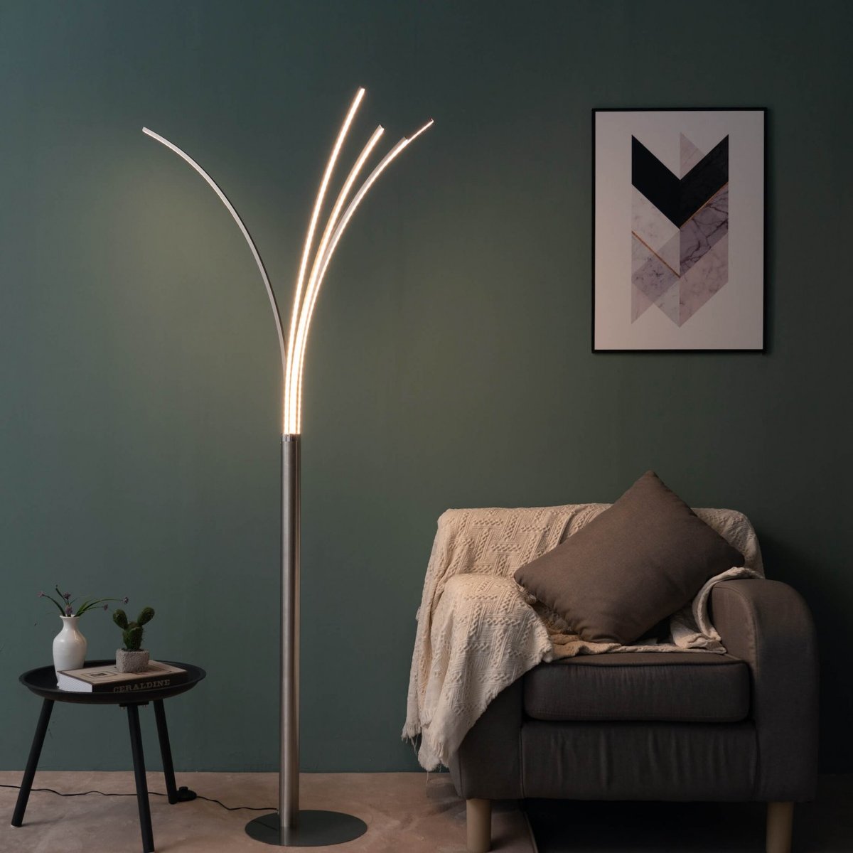 Lampadaire moderne à quatre bras - LIVORNO nickel, KOSILUM