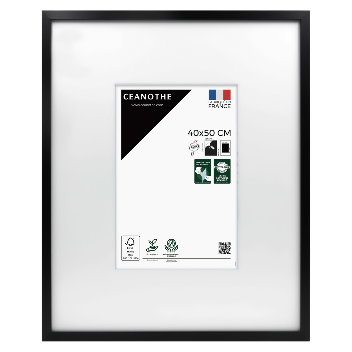 Cadre Photo Avec Passe-partout En Bois WILD noir, CEANOTHE
