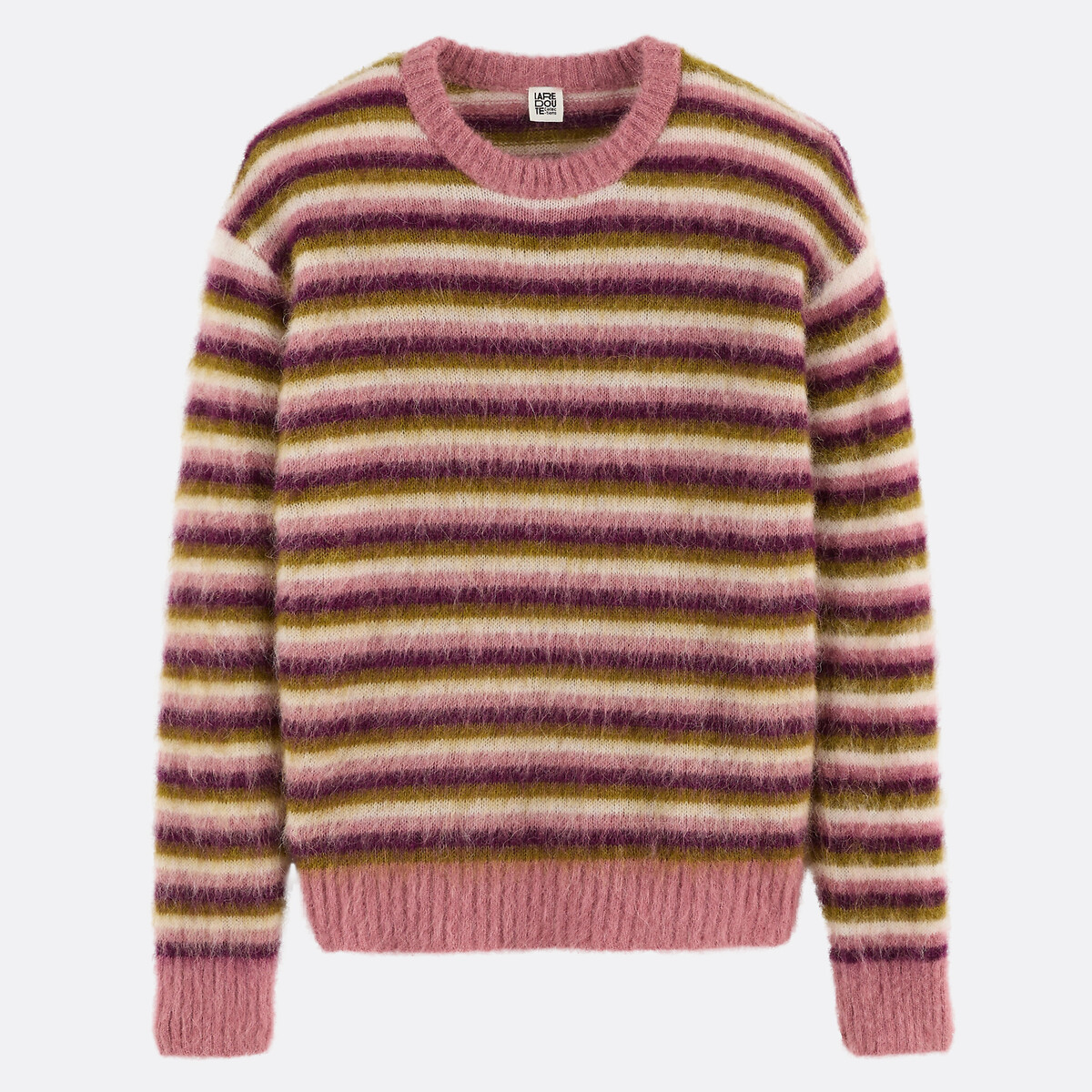 Pull col rond à rayures, en alpaga mélangé rayé multicolore, LA REDOUTE COLLECTIONS