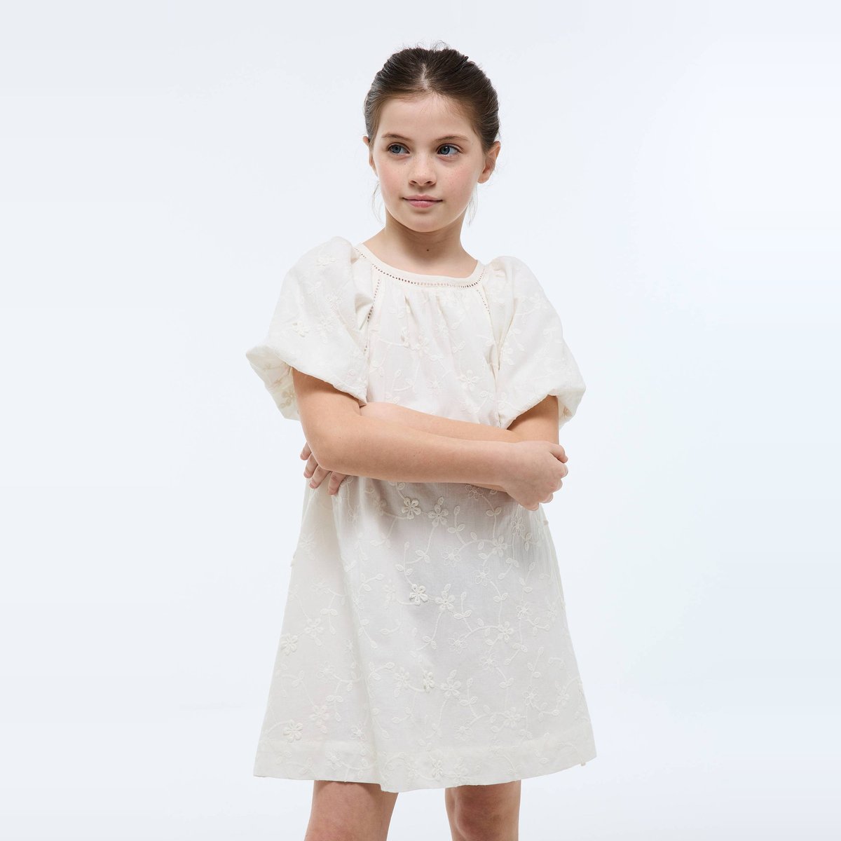 Robe imprimée en coton ecru, MONOPRIX