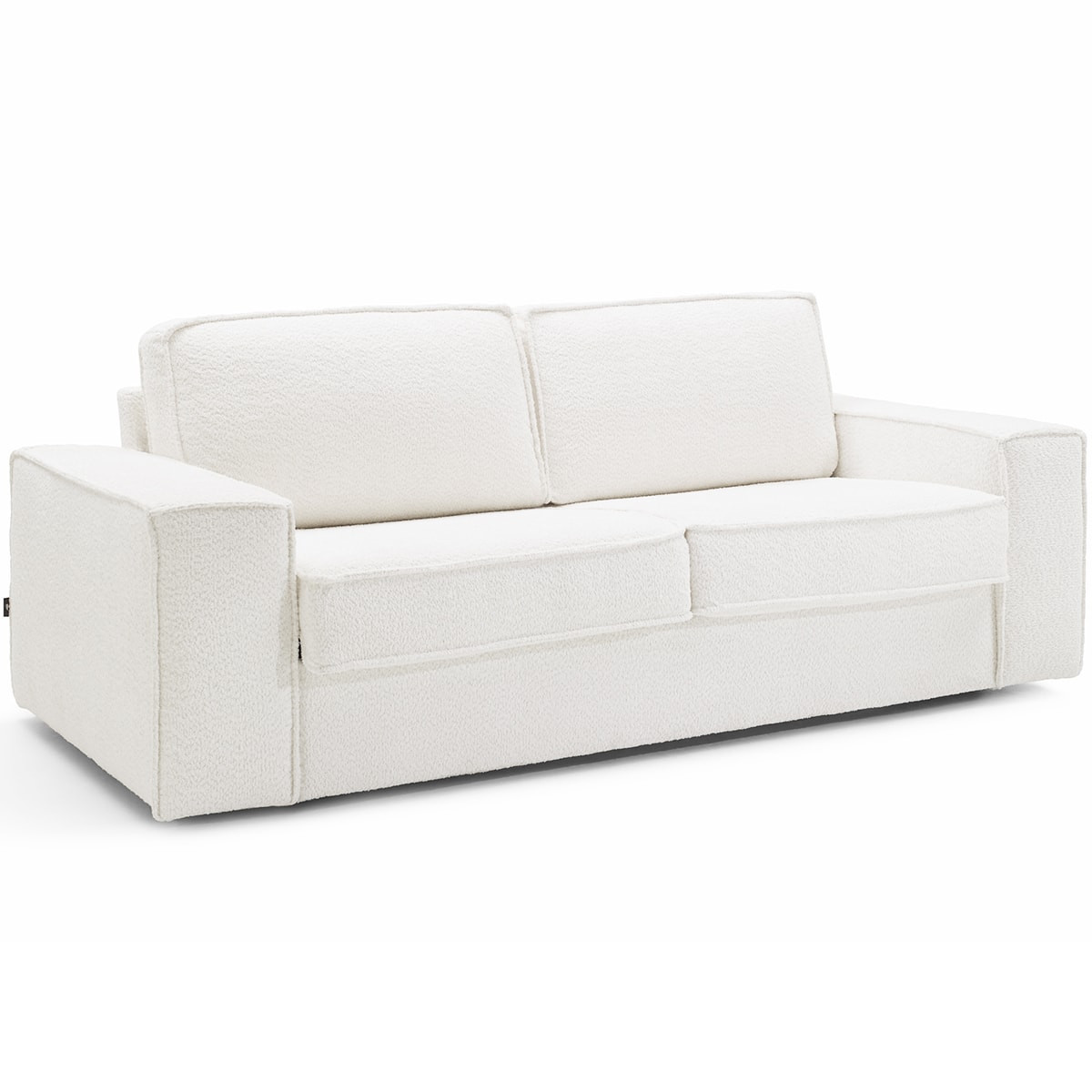 Canapé convertible express 3 places en tissu bouclé - DARIO ecru, HOMIFAB
