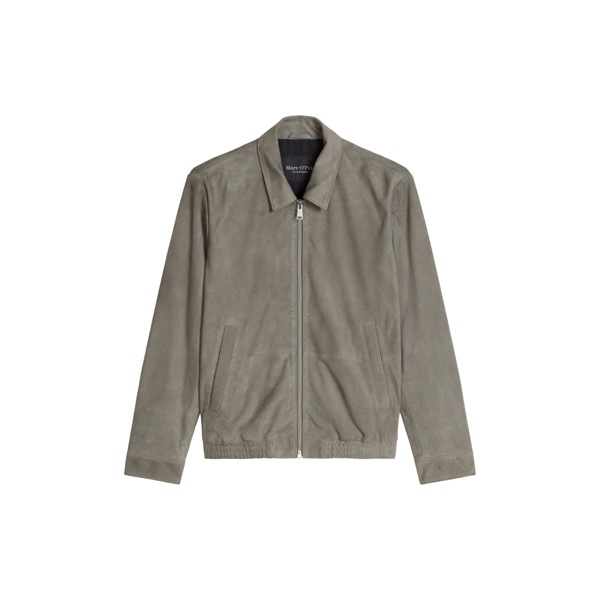 Veste en cuir coupe classique en cuir de chèvre velours souple gris, MARC O'POLO