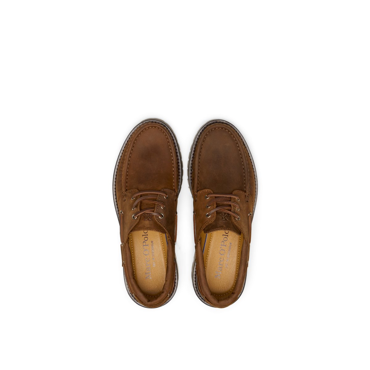 Chaussures de bateau, modèle Armin en cuir velours huilé marron fonce, MARC O'POLO