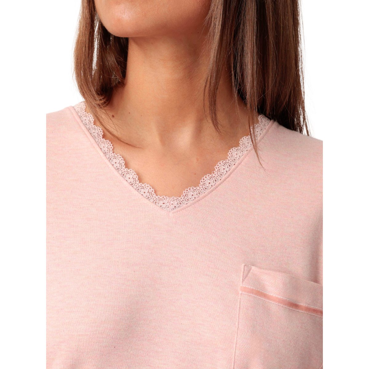 Pyjama pantalon top manches longues Dots And Flowers corail, ADMAS