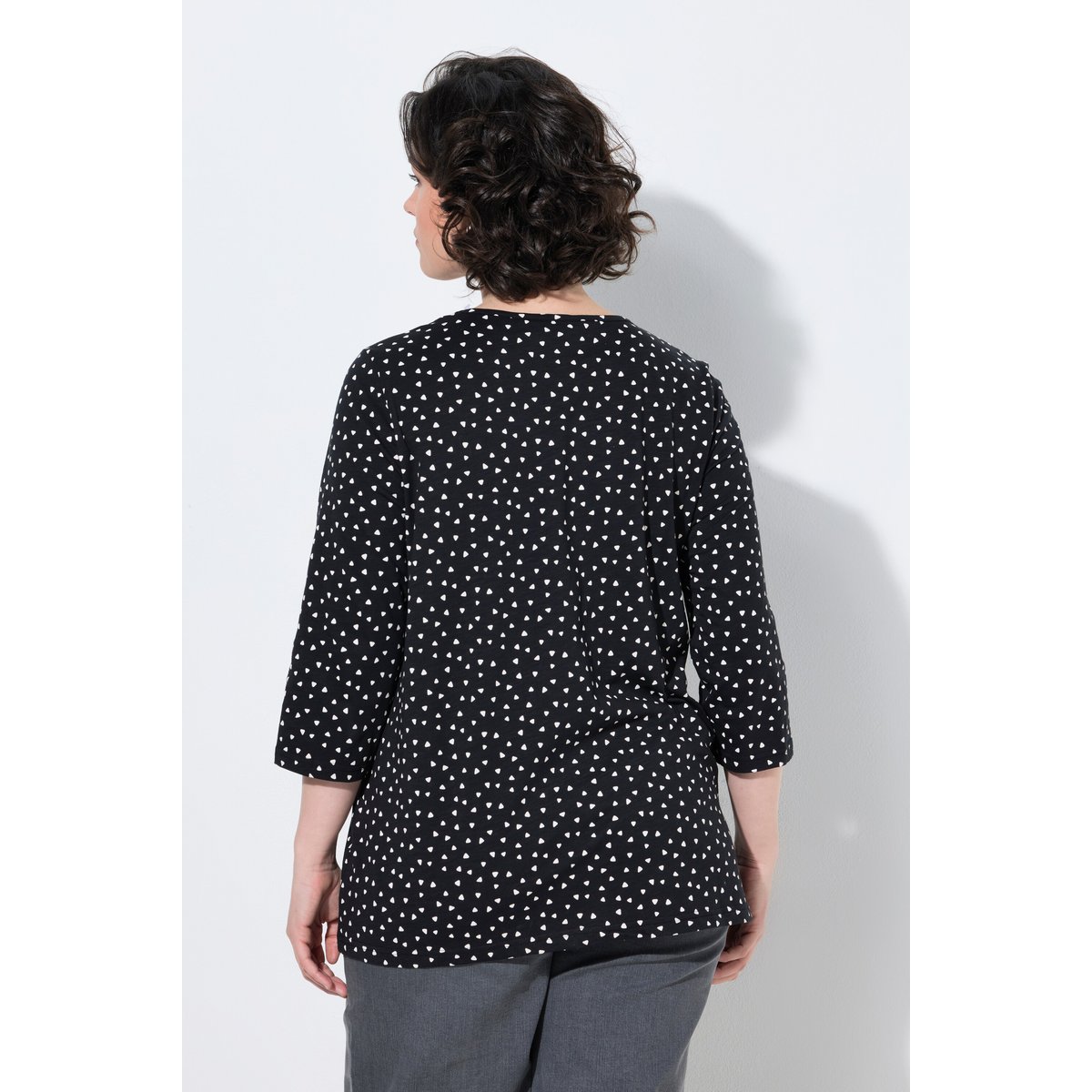 T-shirt avec plis fantaisie noir, ULLA POPKEN