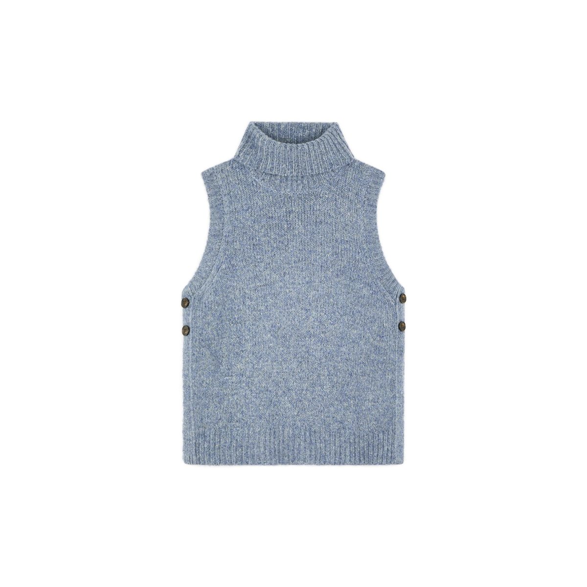 Pull sans manches en grosse maille bleu, RODIER