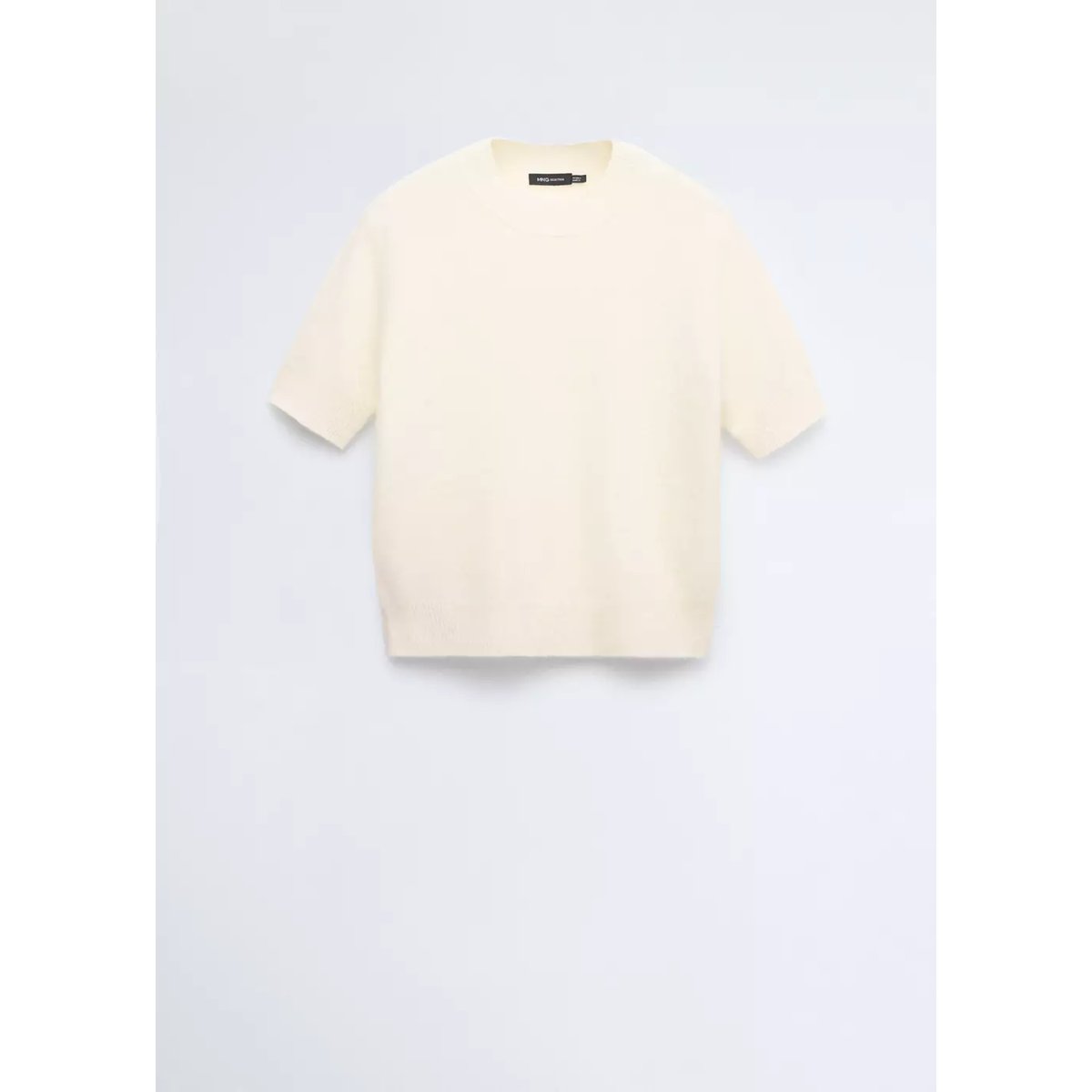 Pull-over 100 % laine manches courtes blanc, MANGO