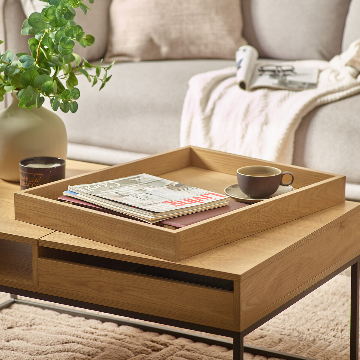 Kael Rectangular Storage Coffee Table oak, SO'HOME