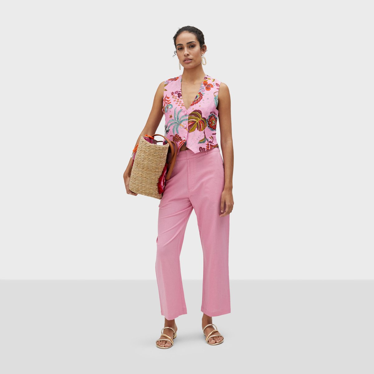 Pantalon classique avec fermeture éclair rose clair, LOLA CASADEMUNT