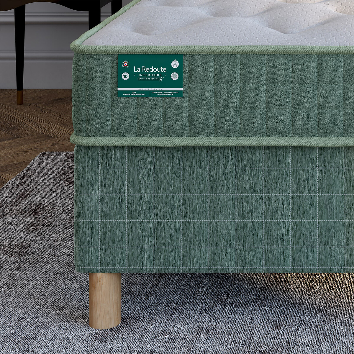 Matelas dos sensible latex, 5 zones, soutien ferme, accueil enveloppant blanc/vert, LA REDOUTE INTERIEURS
