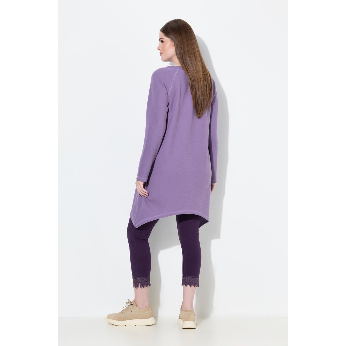T-shirt en coton bio, piqué texture gaufrée lilas, ULLA POPKEN