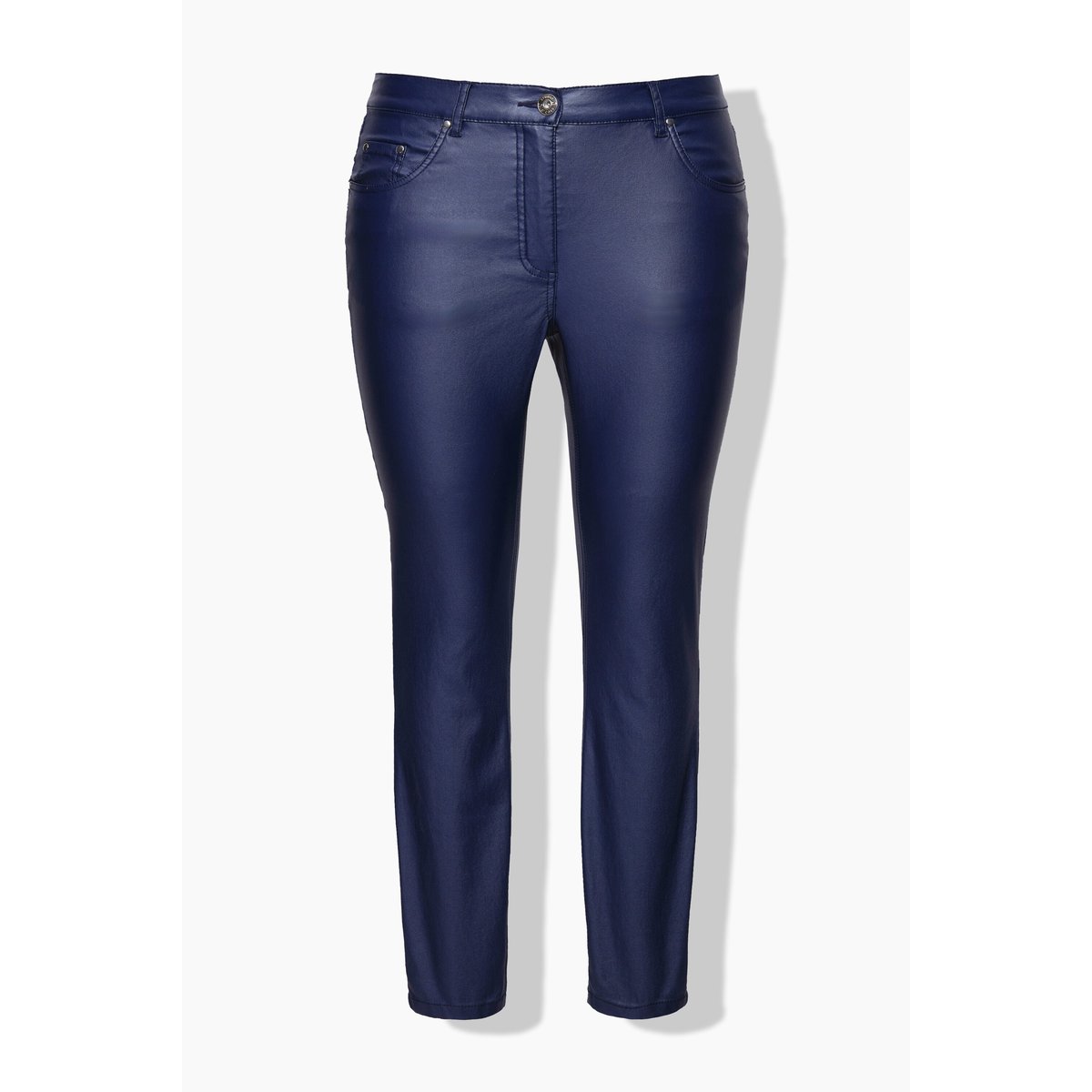 Modèle skinny, tissu enduit, 5 poches marine, STUDIO UNTOLD