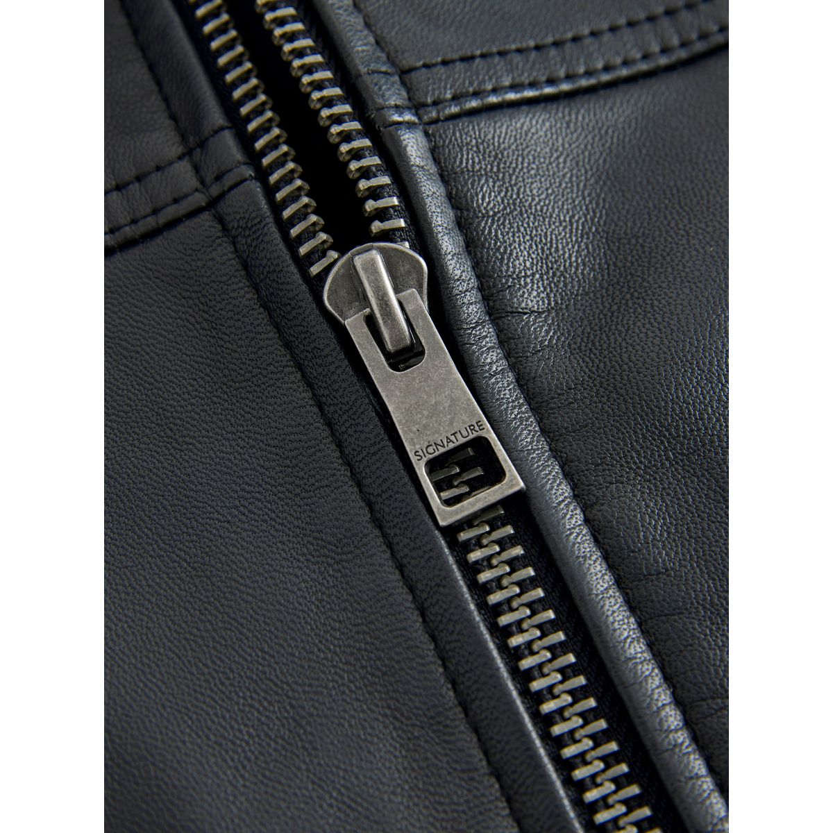Veste en cuir avec poches plaquées signature noir, NEXT