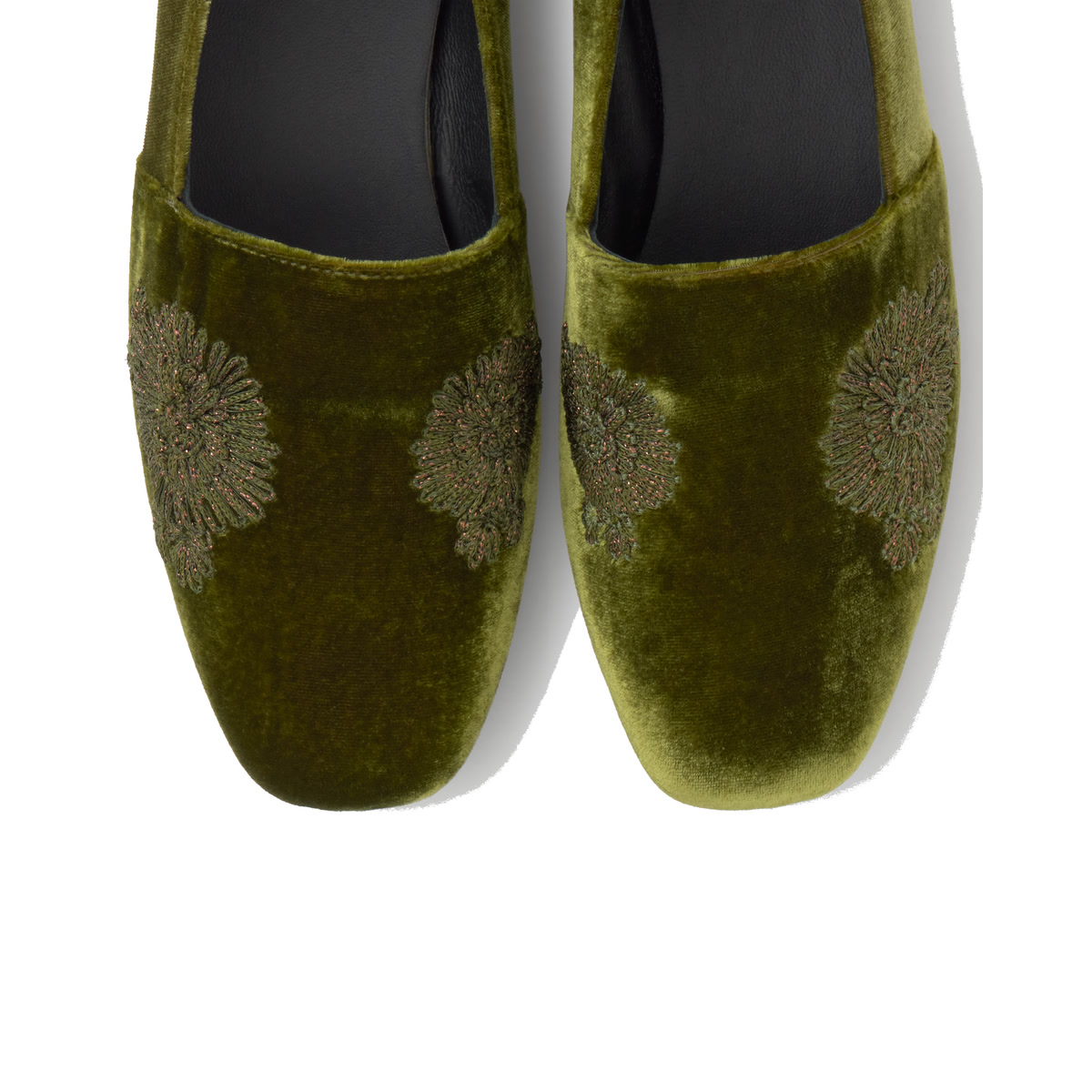 Slip on en velours brodé GISELE vert olive, CASTANER