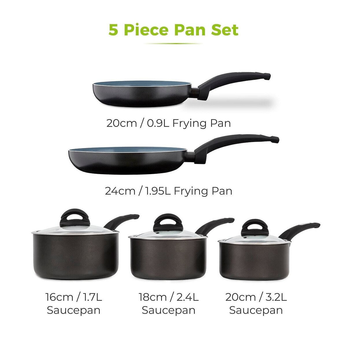 5-Piece Cerasure Pan Set graphite, TOWER