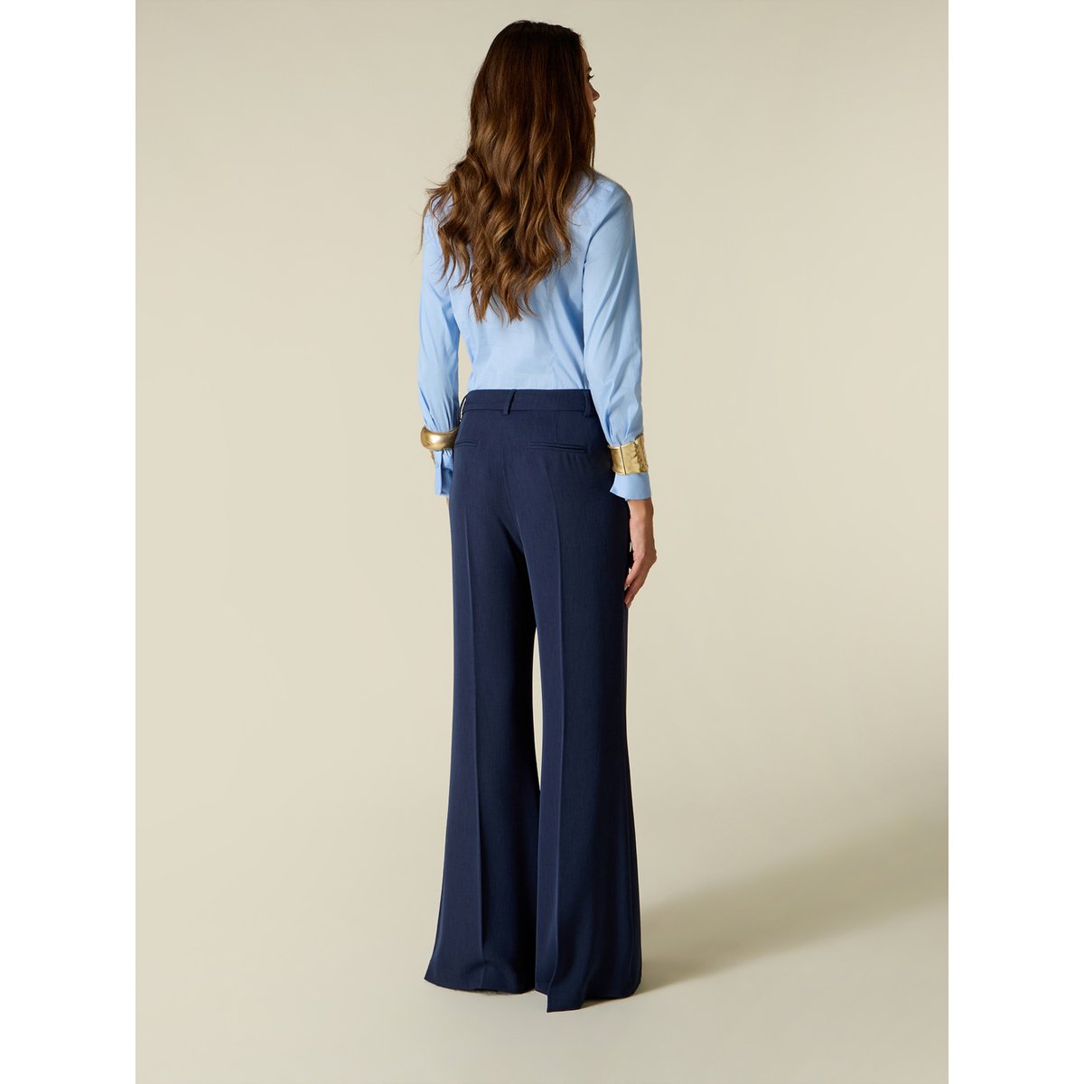 Pantalon palazzo uni bleu, OLTRE