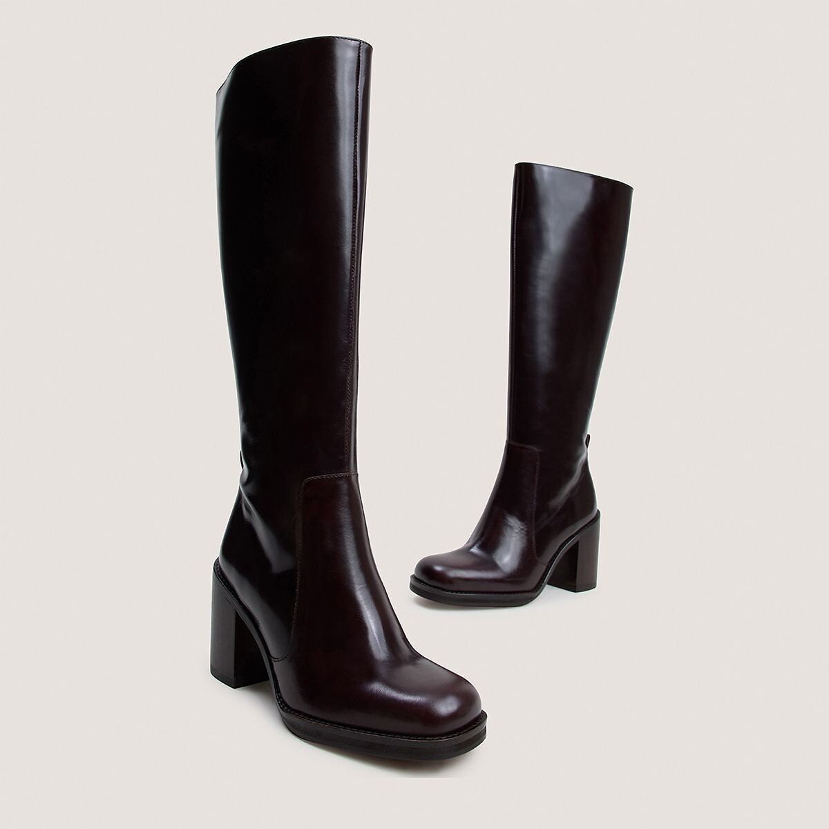 Bretzel Bis Heeled Leather Calf Boots dark brown, JONAK