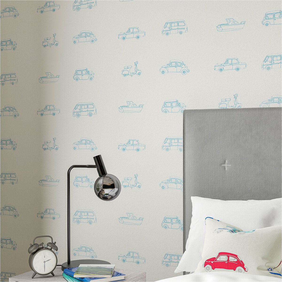 50x1000cm Go Go Retro Wallpaper aqua and white, HARLEQUIN