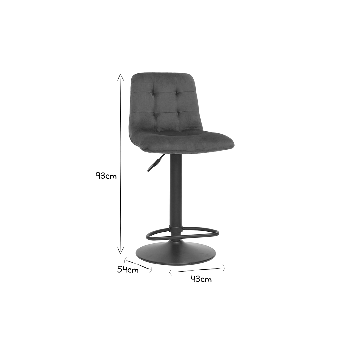 Tabourets de bar design en tissu gris et métal H65 cm (lot de 2) ESCAPE gris foncé, MILIBOO