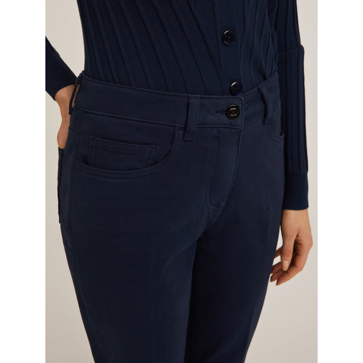 Pantalon carrot en drill Rianne bleu, MOTIVI
