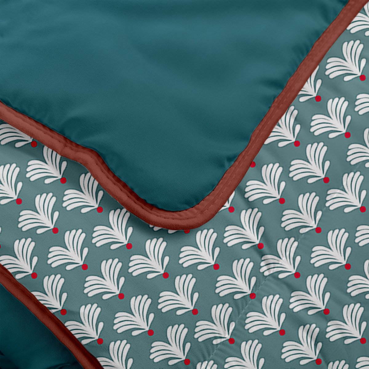 Couette imprimée microfibre chaude Sully bleu vert, BLEU CALIN