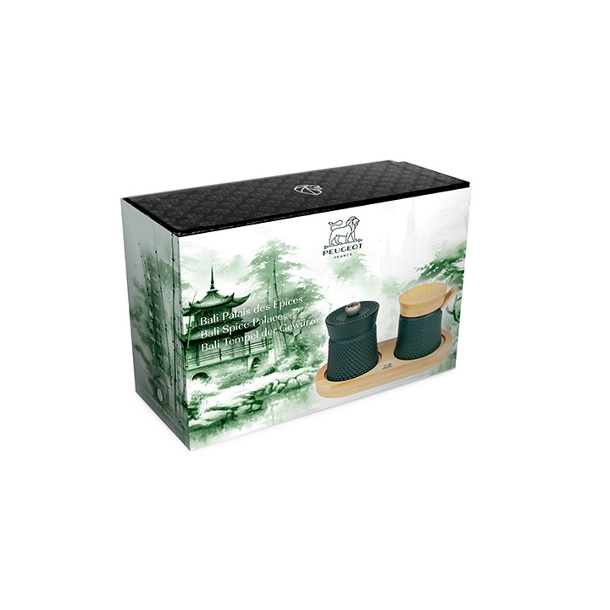 Coffret cadeau - Moulin à poivre Bali fonte vert forêt, PEUGEOT