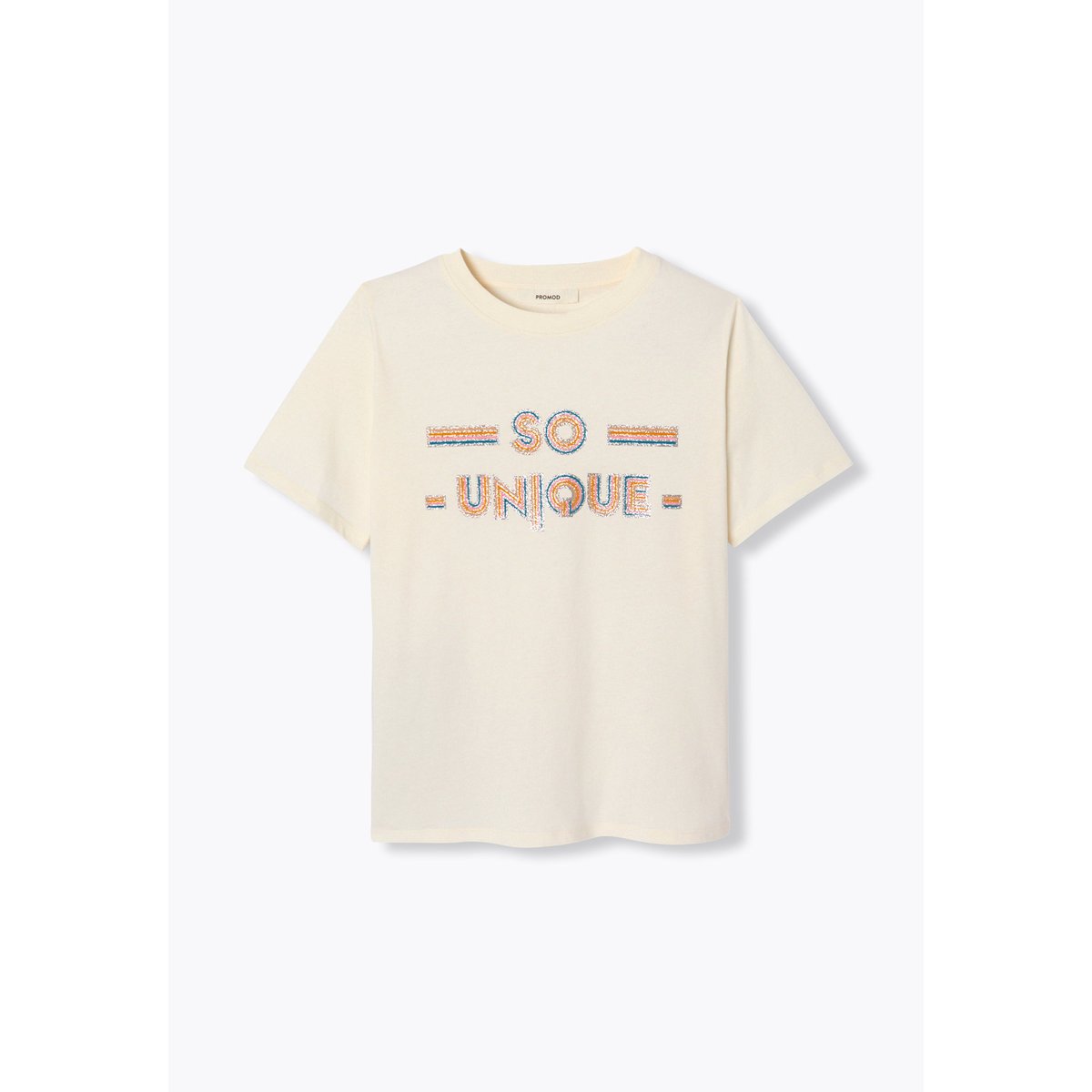T-shirt à message "so unique" imprimé écru, PROMOD