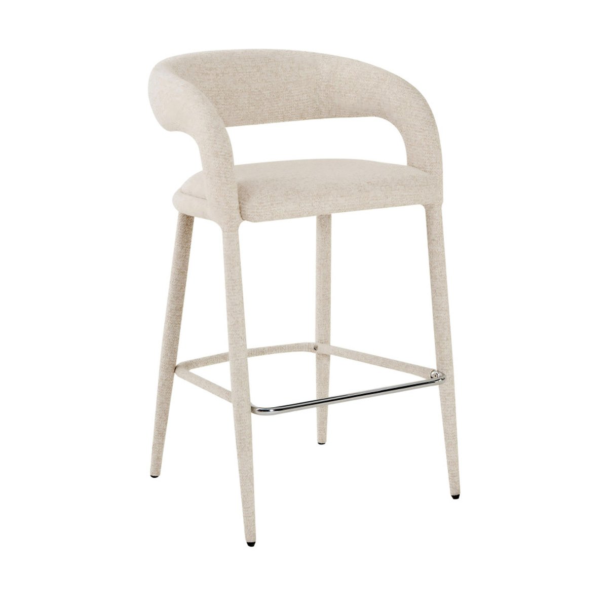 Lot de 2 chaises de bar en tissu H75cm- ROMY beige chiné, DRAWER