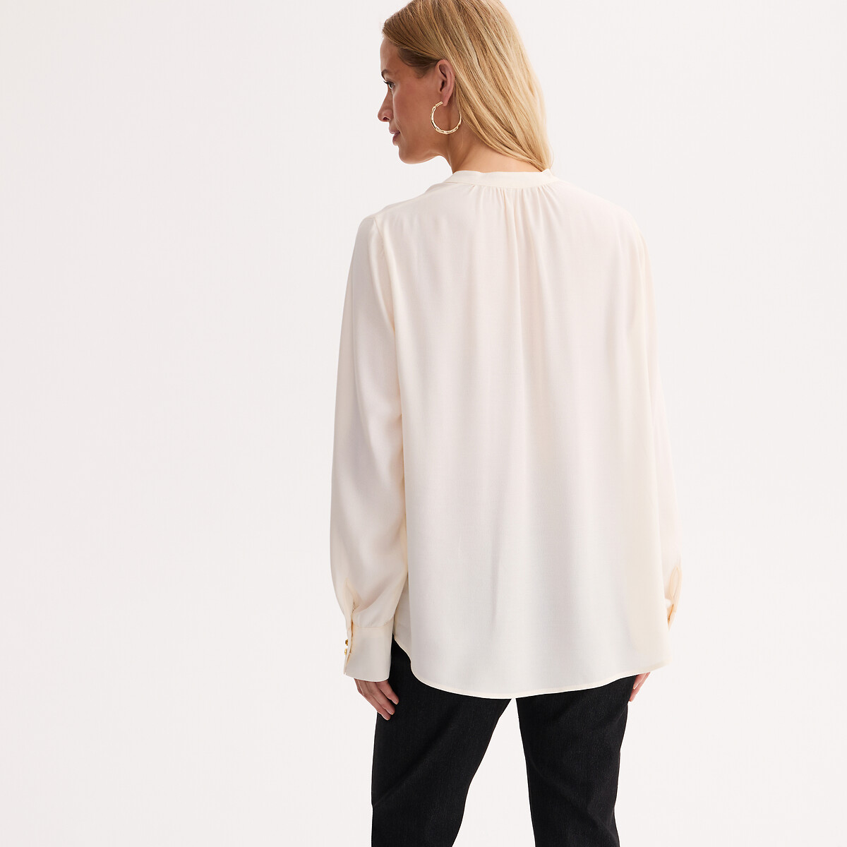 Blouse col V manches longues ecru, ANNE WEYBURN