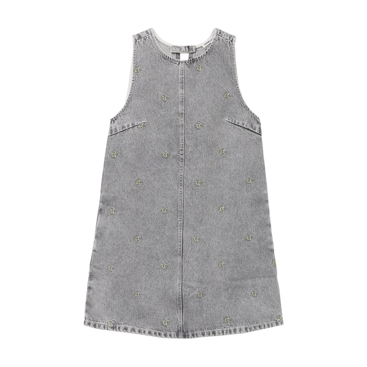 Robe courte évasée en jean sans manches denim gris, CACHE CACHE