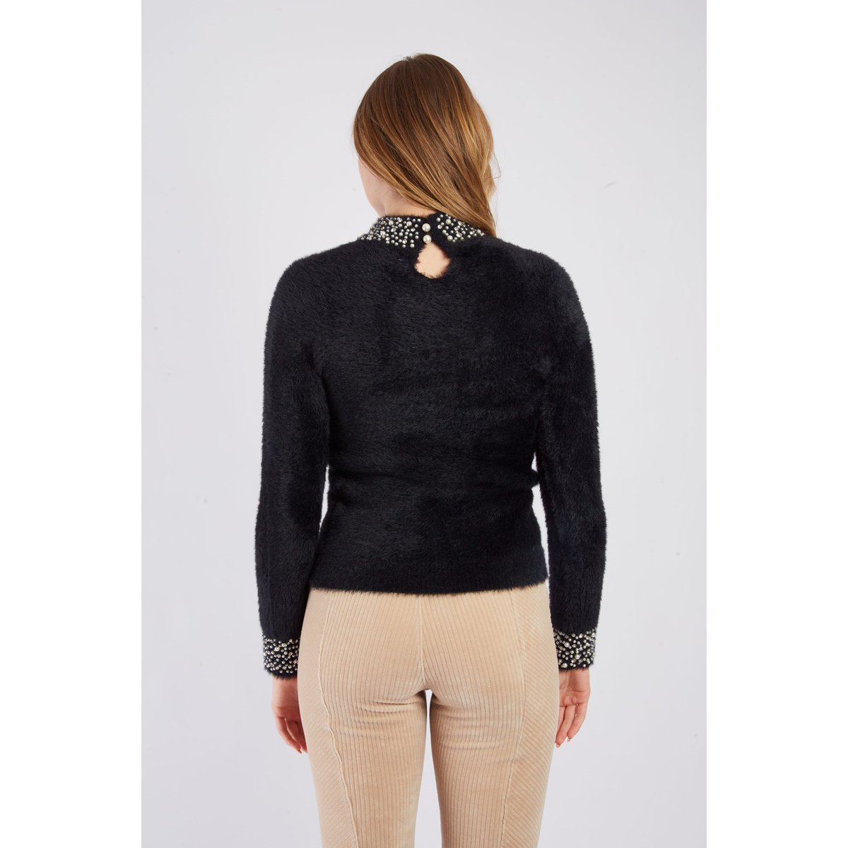 Pull en maille poilue AGNES noir, DERHY