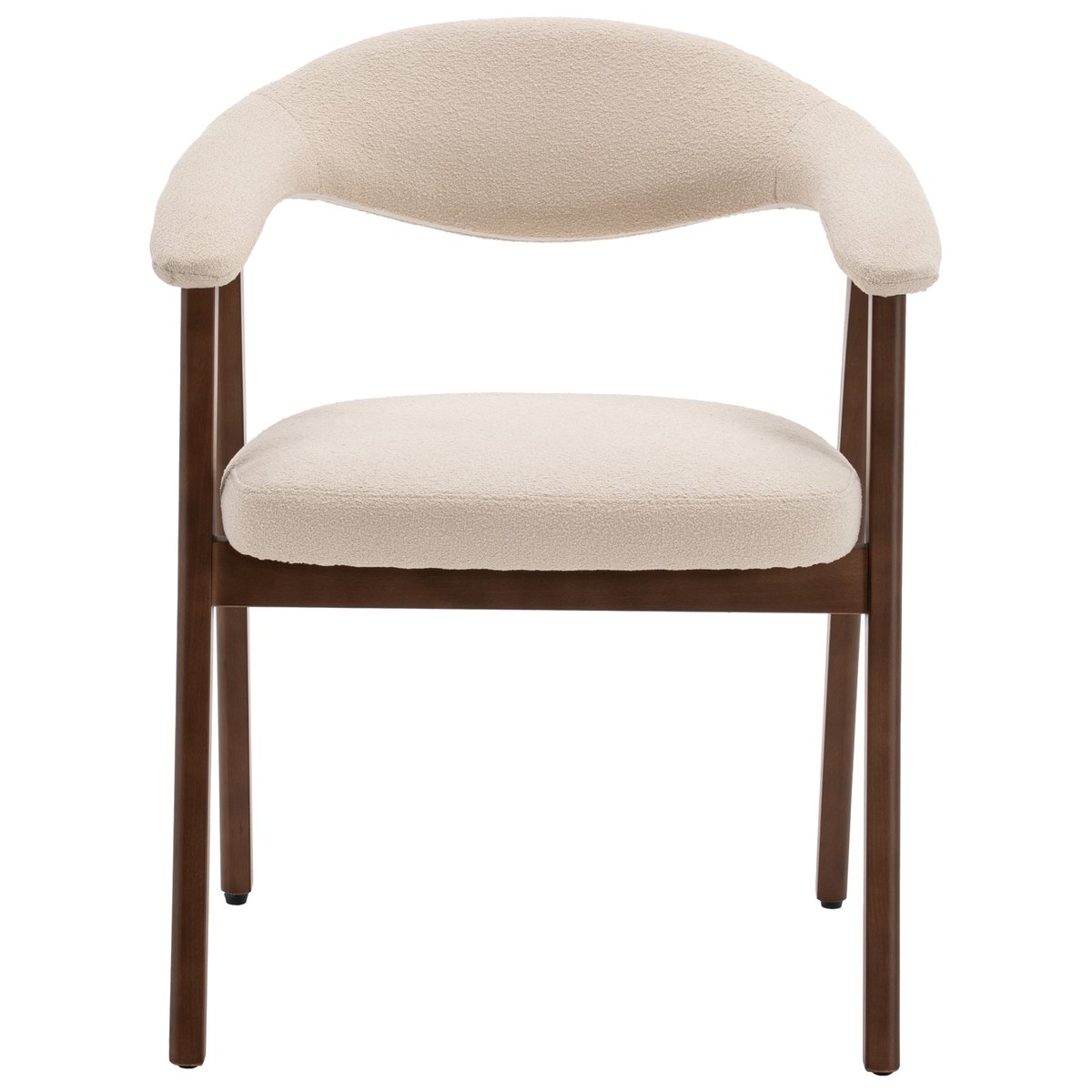 Lot de 2 chaises en bois et tissu boucle, BARBARA beige, bois foncé, HAPPY GARDEN