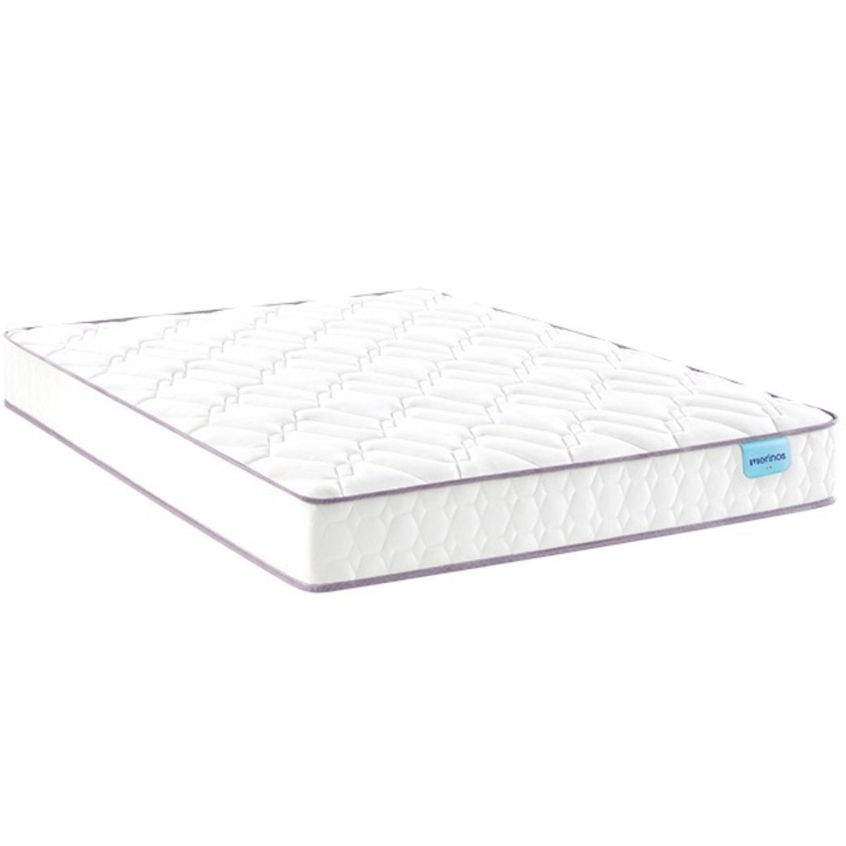Ensemble matelas ressorts ensachés MORNING ROUTINE, sommier TWIST et pieds blanc, MERINOS