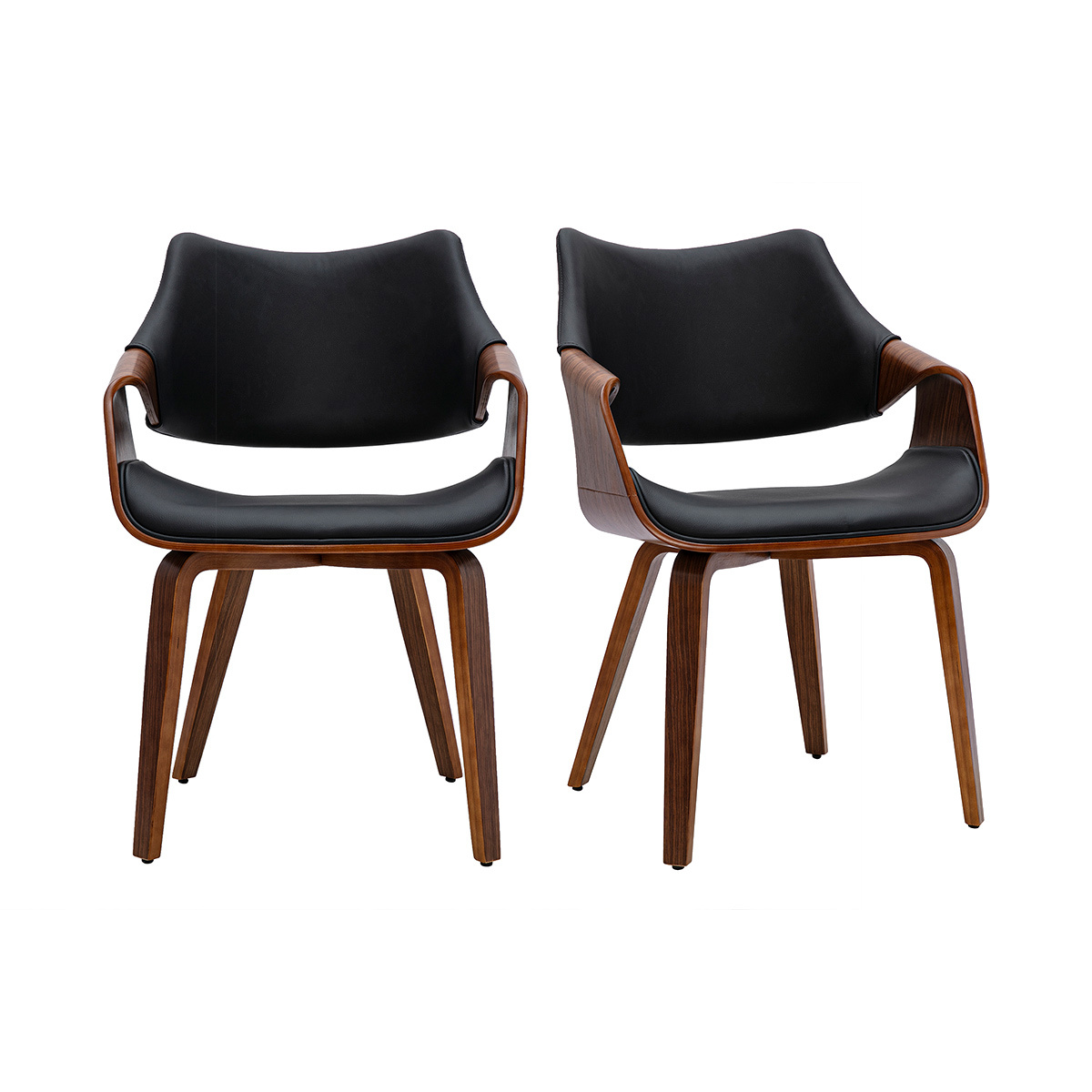 Chaises en tissu effet velours texturé beige et bois clair (lot de 2) SEVAN noir, MILIBOO