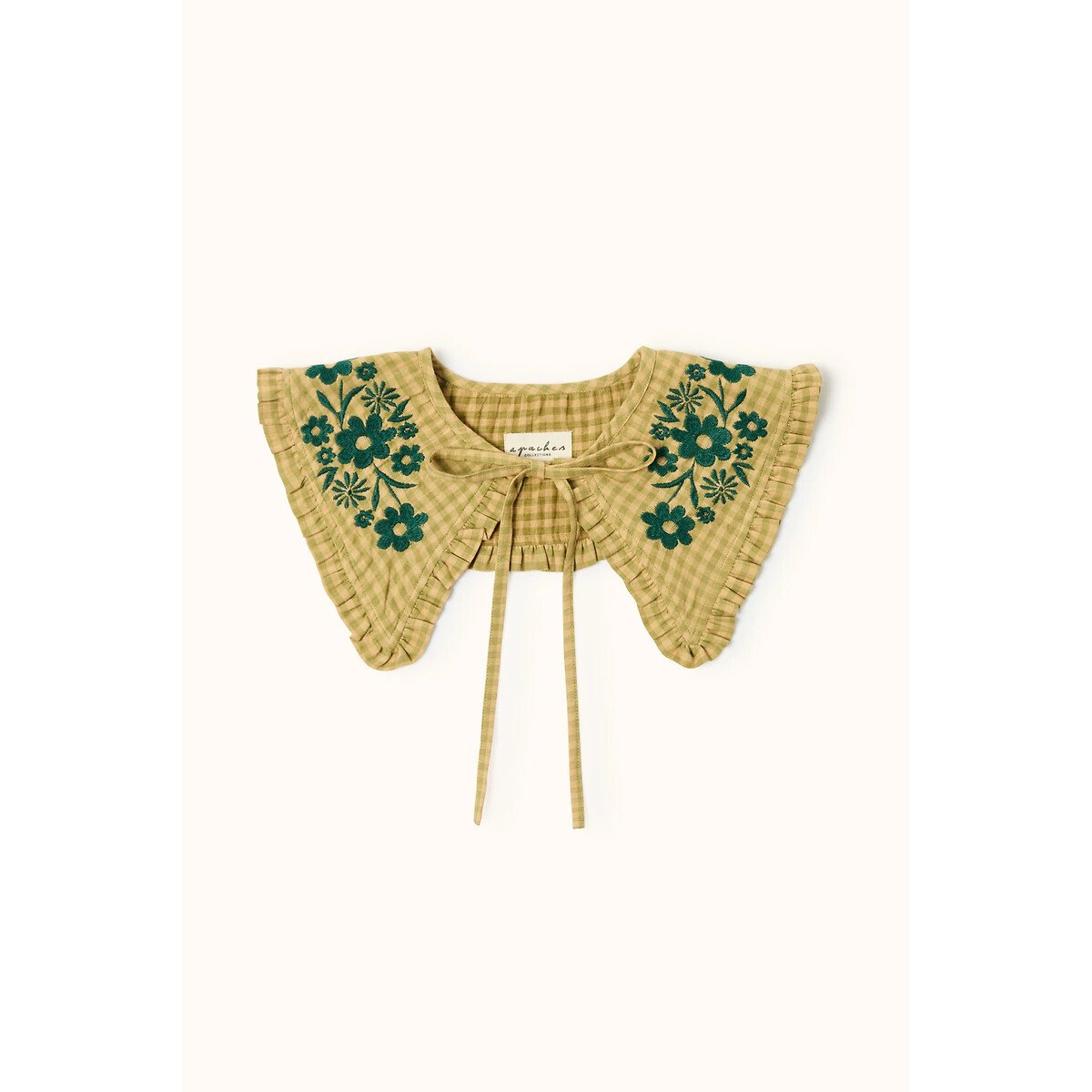 Gola bordada amovível, KALINDRA estampado quadrados, APACHES COLLECTIONS