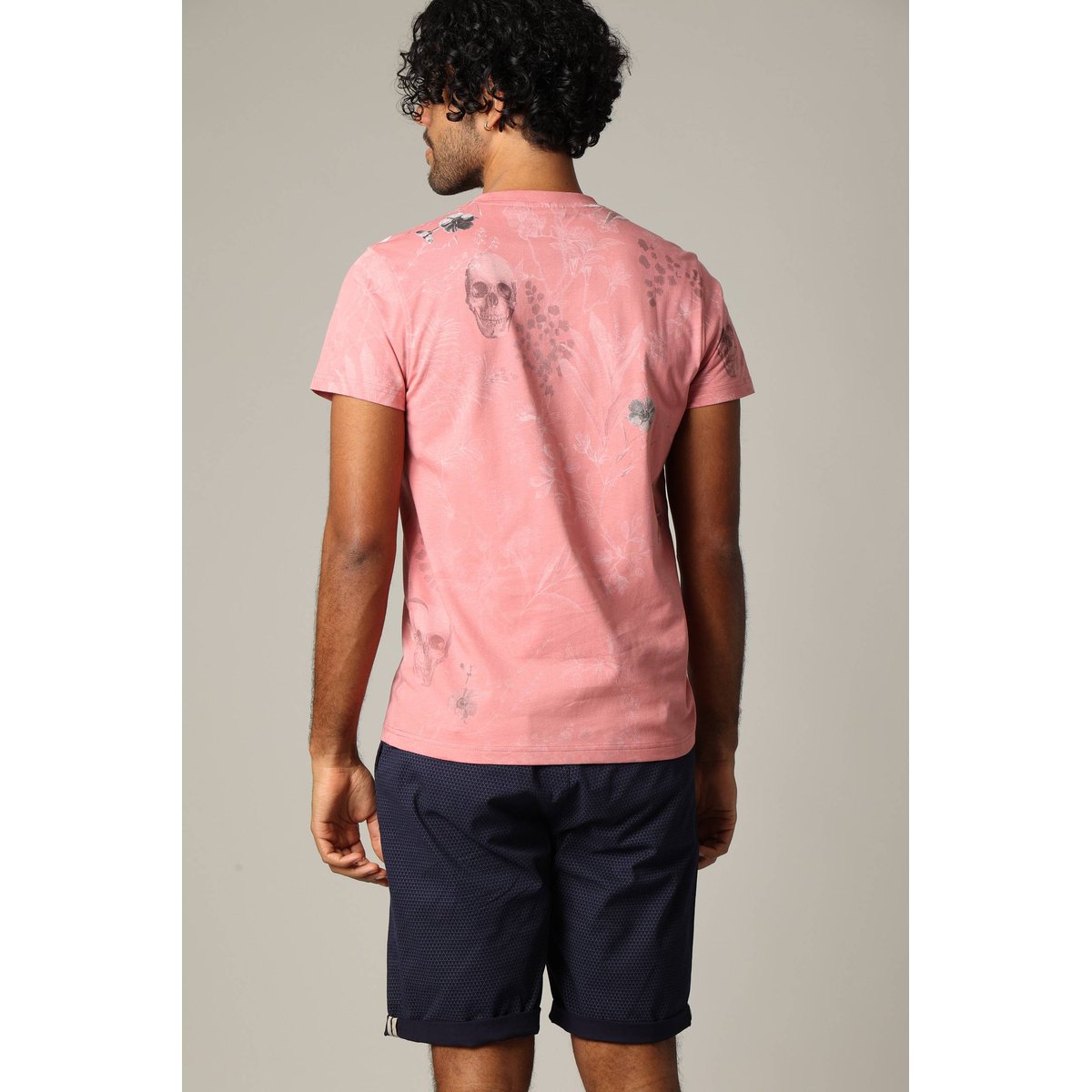 T-shirt en coton à manches courtes avec application printée et motif floral BOTANICAL dust pink, DEELUXE