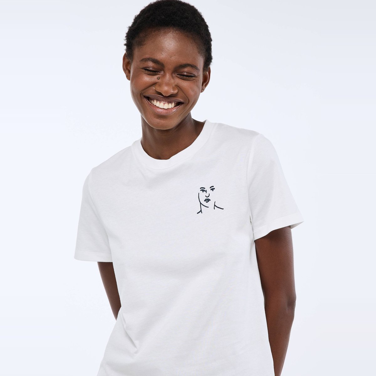T-shirt à manches courtes avec imprimé placé ecru, MONOPRIX