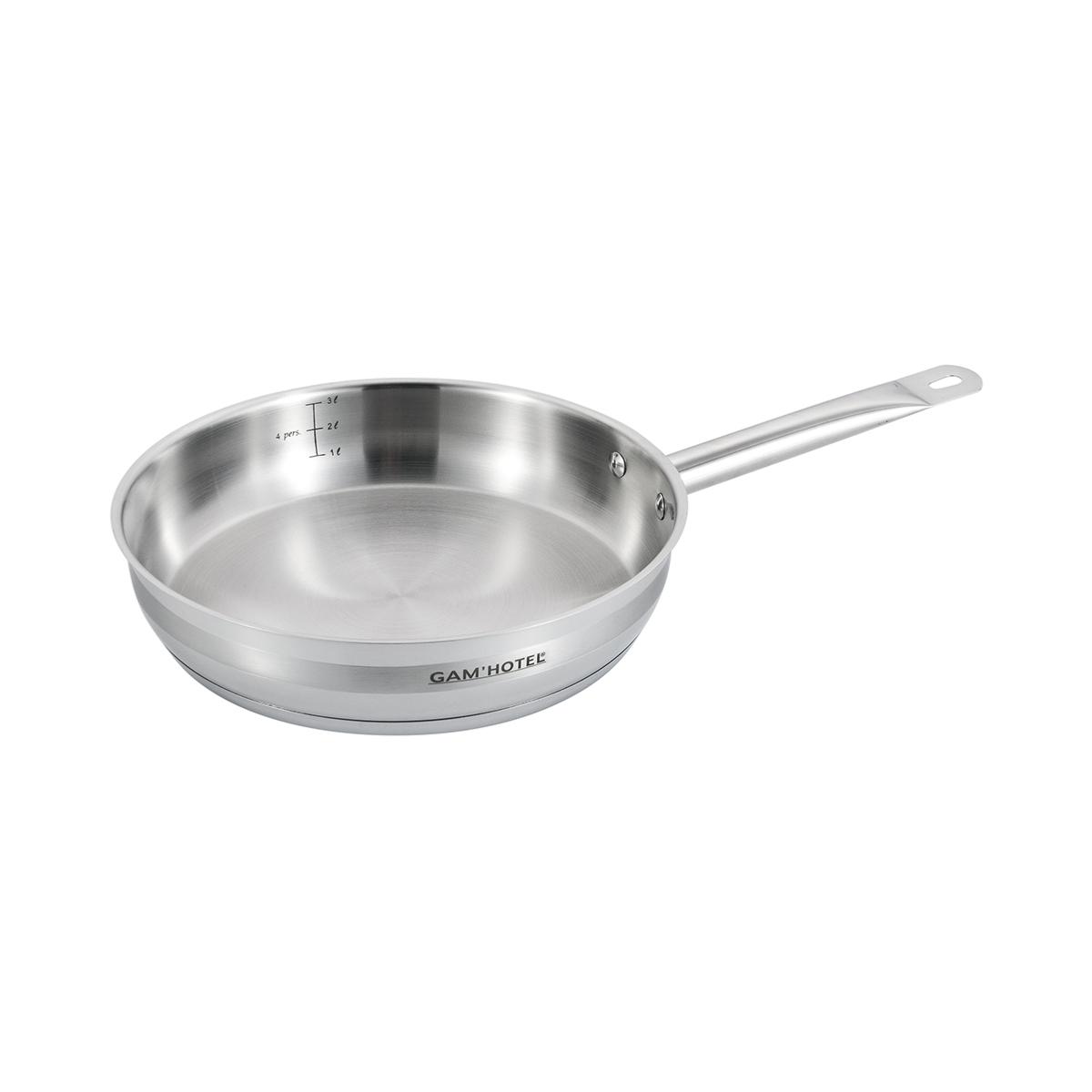 Poêle inox 28x6cm induction couleur unique, GAM HOTEL