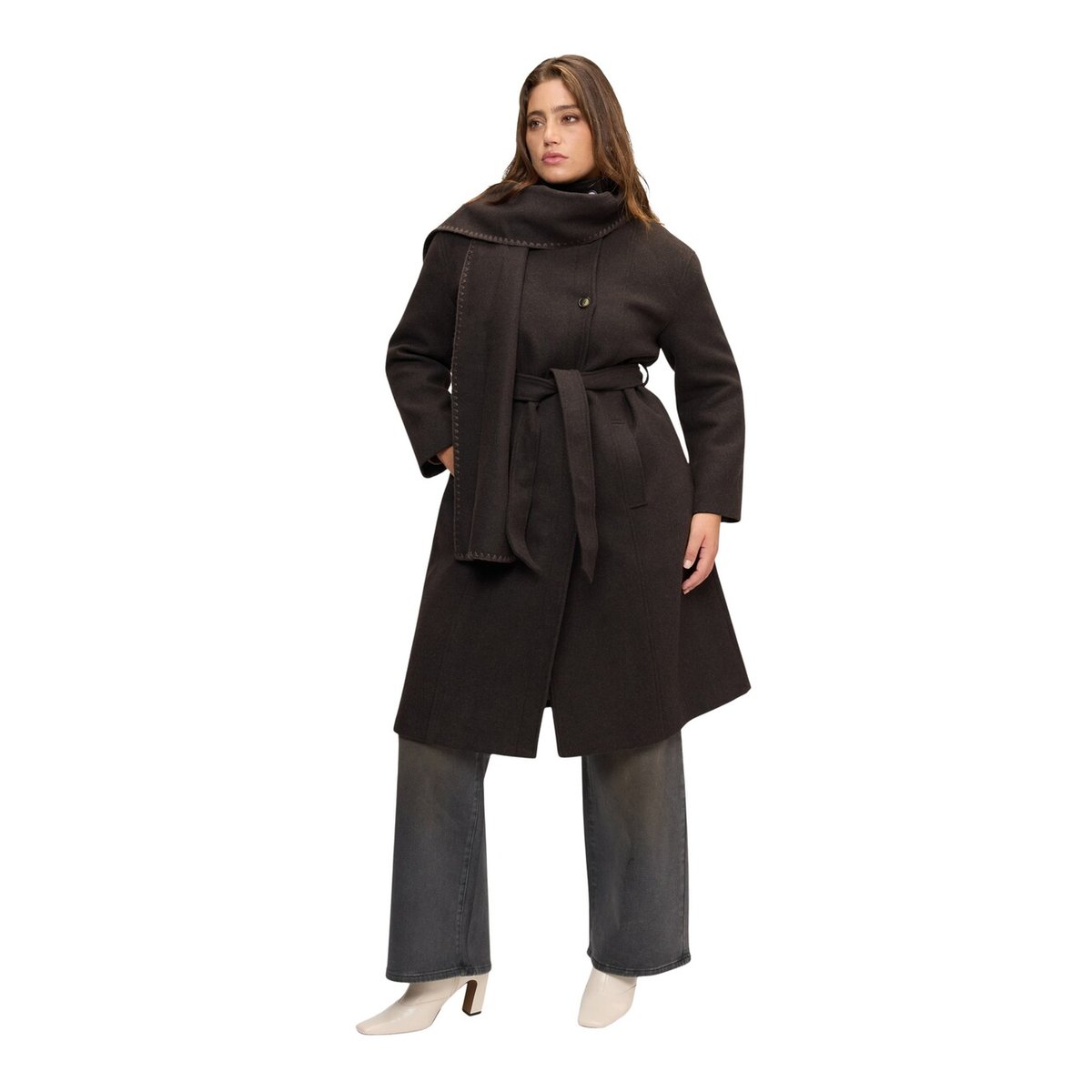 Manteau avec ceinture à la taille marron, FIORELLA RUBINO