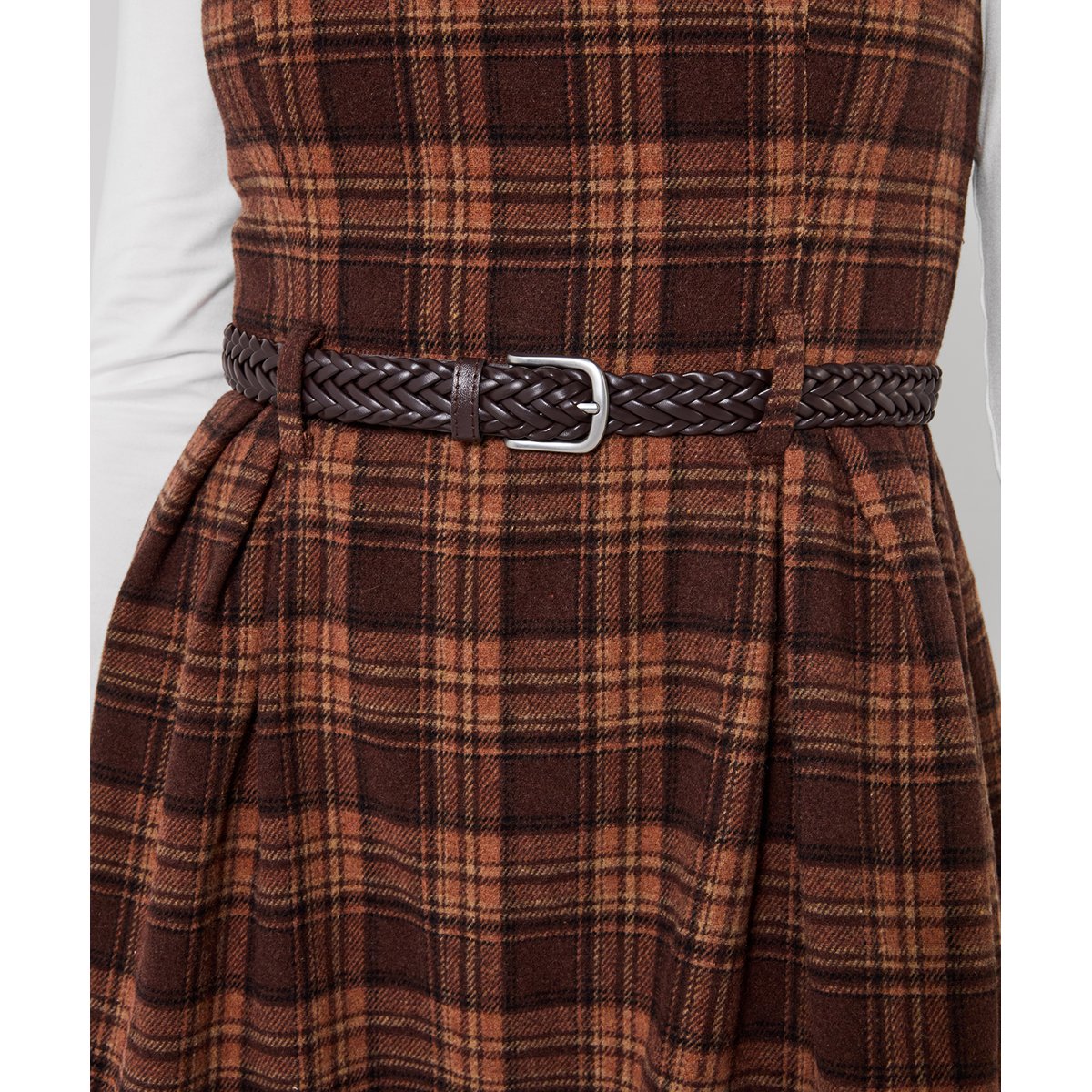 Robe Courte à Carreaux Ceinturée Tradition marron, JOE BROWNS