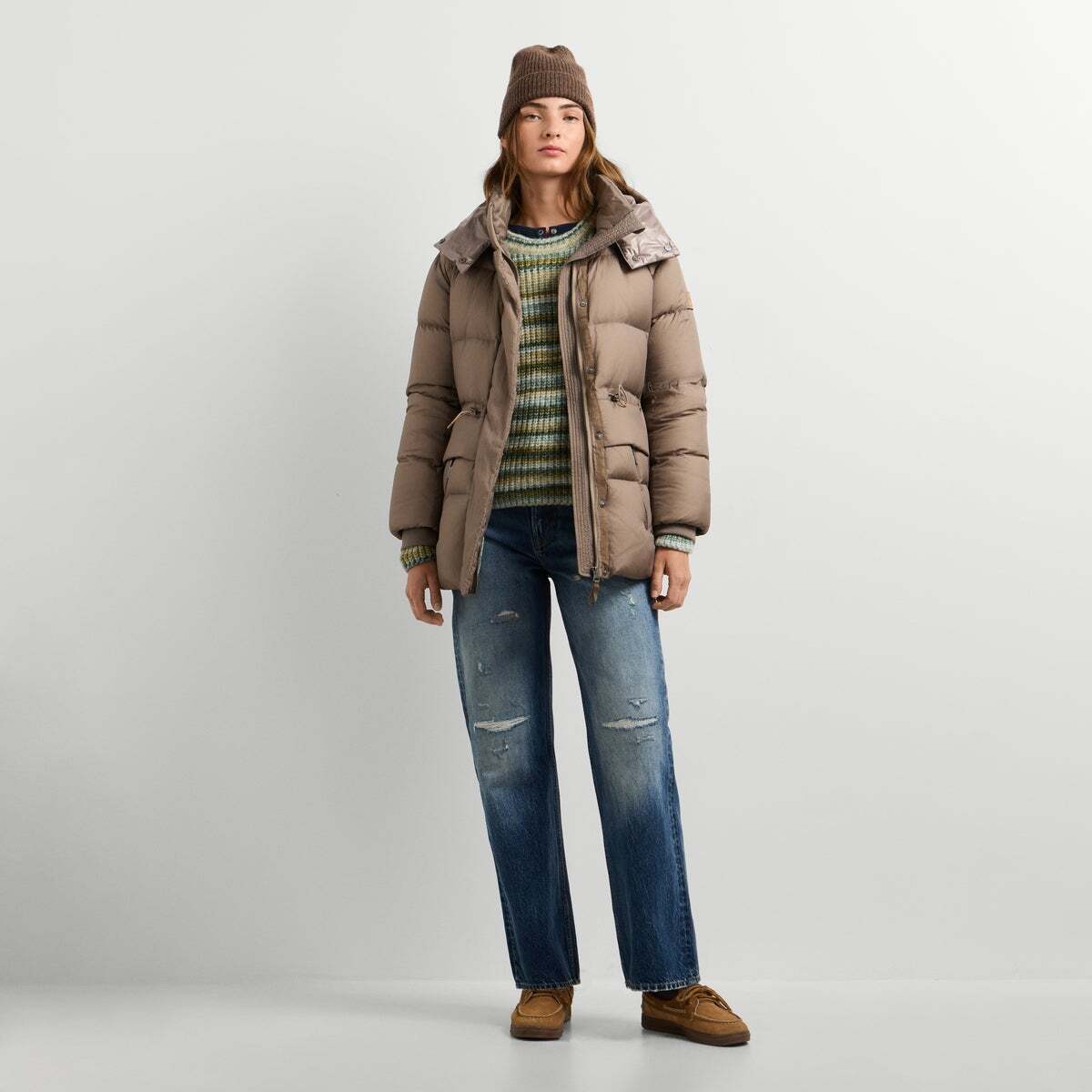 Doudoune Matelassée Avec Capuche beige pierre, PEPE JEANS
