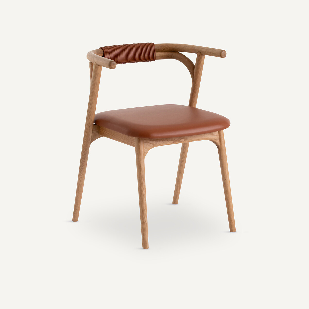 Fauteuil de table chêne et cuir, Fermyo chêne naturel, AM.PM