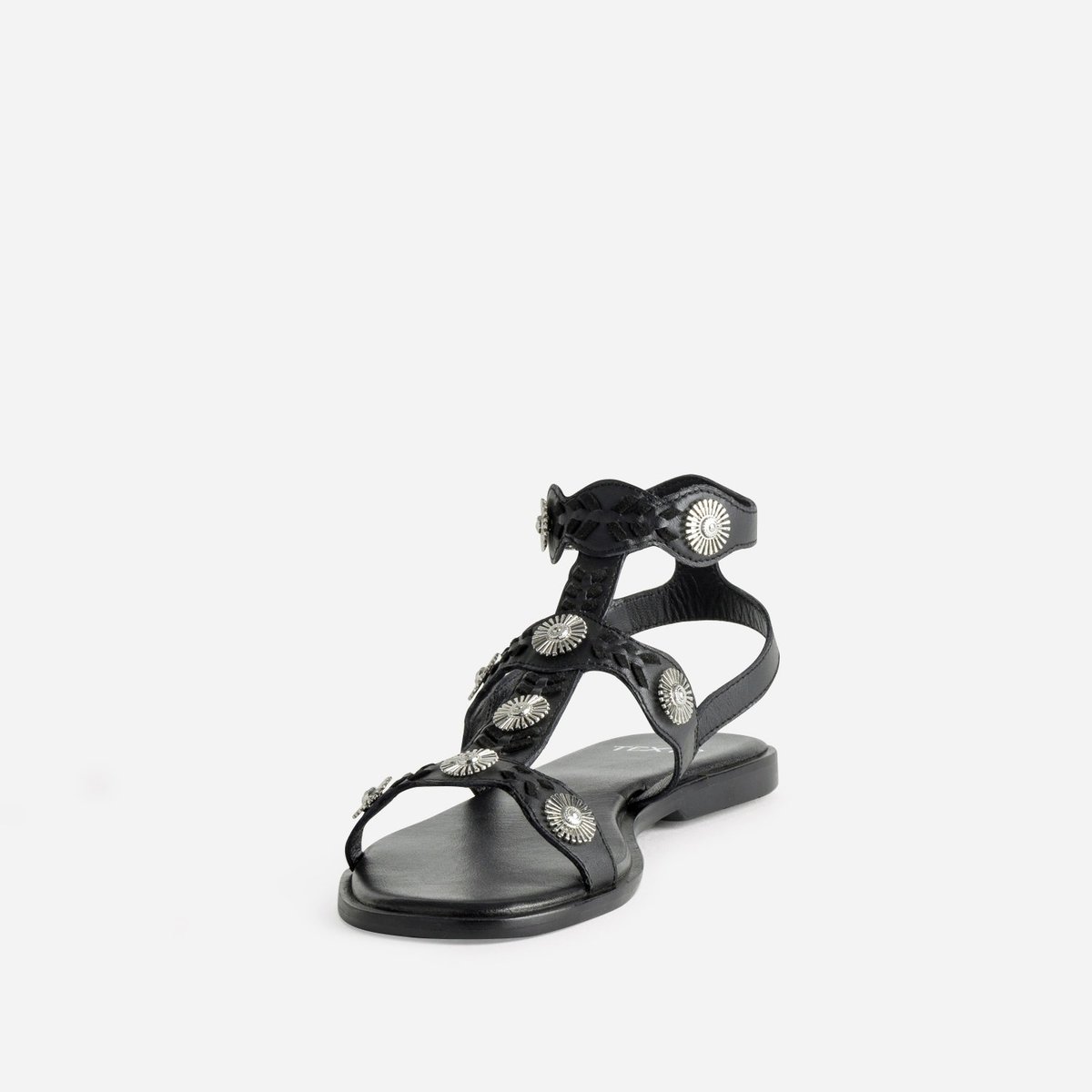 Sandale Plate en cuir NILLA noir, TEXTO