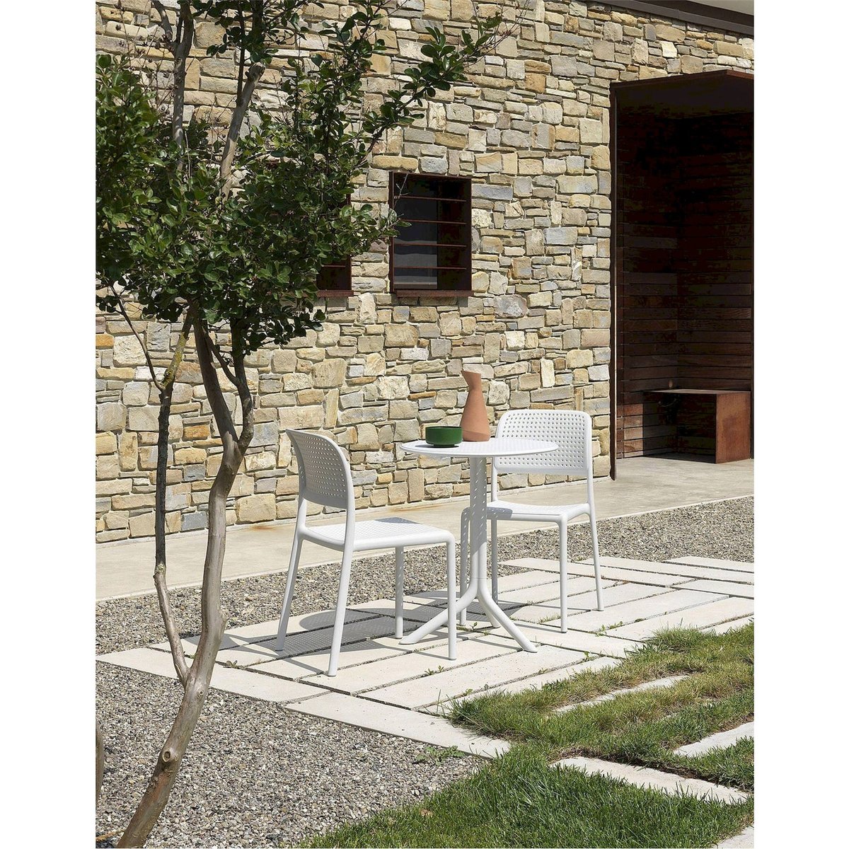 Chaise de jardin empilable collection BORA blanc, RECOLLECTION