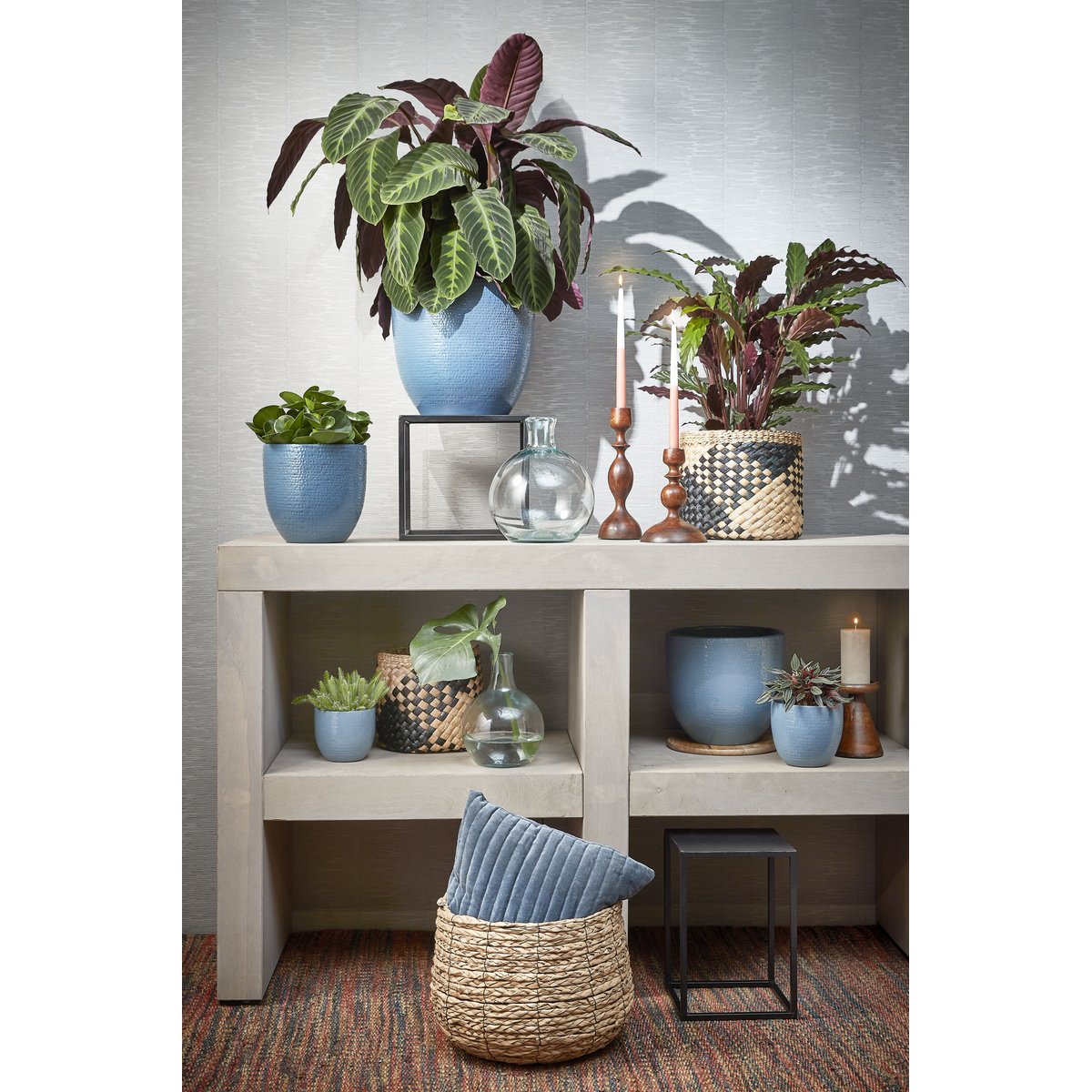 Ensemble de 3 paniers à plantes en jonc de mer tressé Ø44 cm AVALON marron clair, MICA DECORATIONS