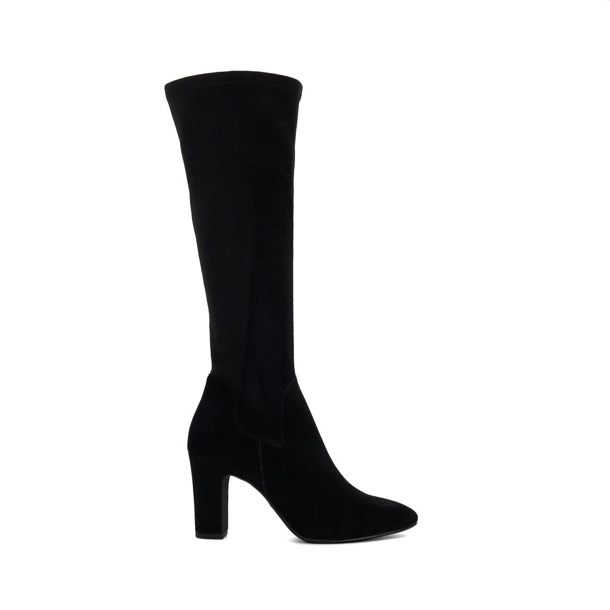 Bottes à bout en amande et talon carré coupe large - Wide Fit SIMPLE black-suede mix, DUNE LONDON