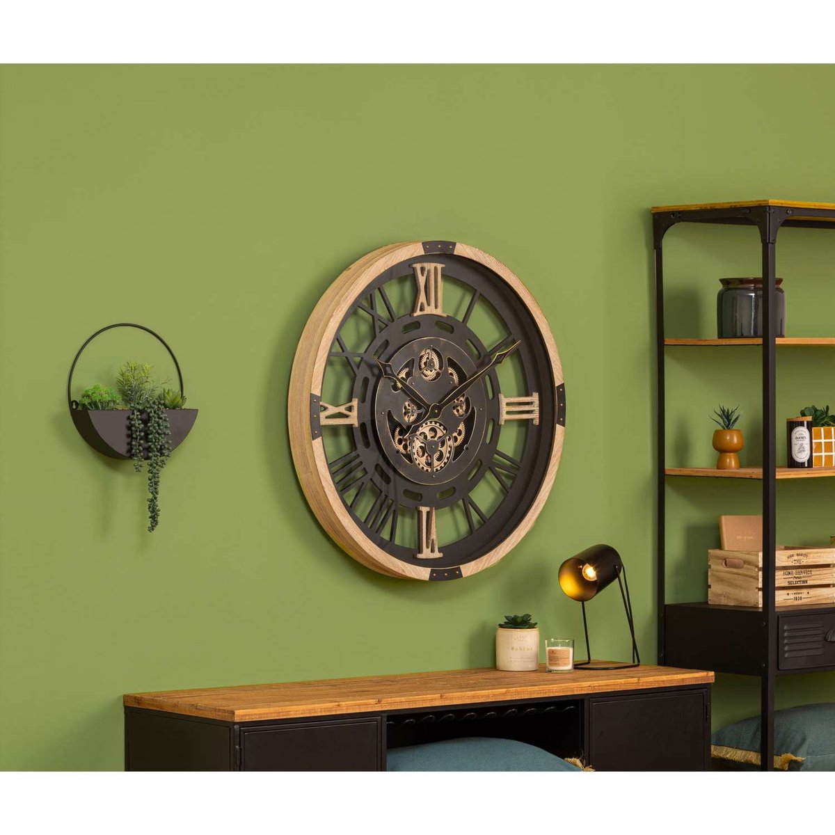 Horloge murale KENT noir, ATMOSPHERA